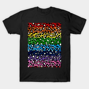 Rainbow Stripes Leopard Print Spots T-Shirt